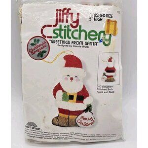 Vintage Jiffy Sticherery "Greetings From Santa "Christmas Tree Ornament Kit New